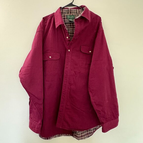 VTG Vintage Scandia Flannel Lined Button Down Shirt size 2XL Burgundry & Plaid - Picture 1 of 9